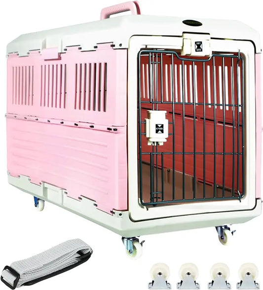 Collapsible Pet Carrier W/ Wheels and Straps