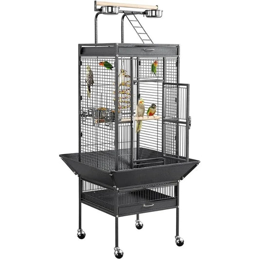 Wrought Iron Bird Cage W/ Perch