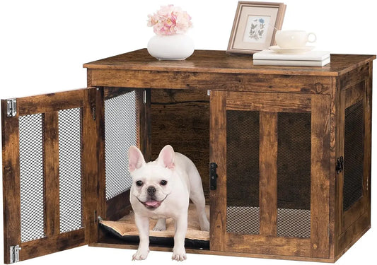 Decorative Wooden Dog Crate with Cushion