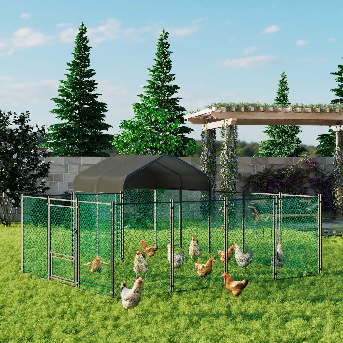 12.9x10.2x5.1ft Chicken Run Pen for Yard with Cover