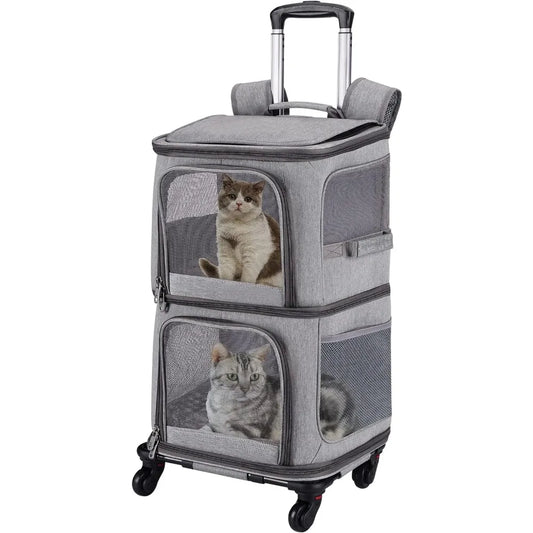 Backpack Double Pet Carrier W/ Wheels